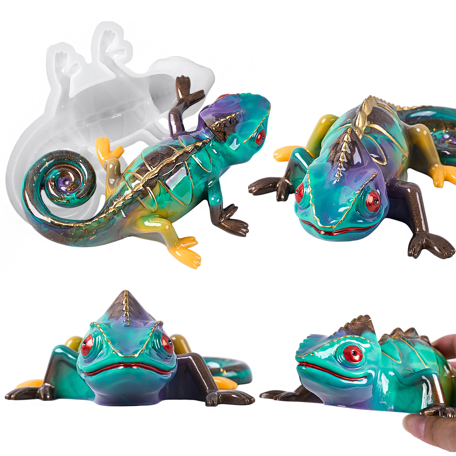 3D Printing Model Free - 17cm 3D Chameleon Lizard Silicone Mold