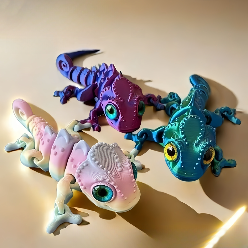 3D Printing And Additive Manufacturing - 3D Printing Chameleon Figures Multi-joint Movable