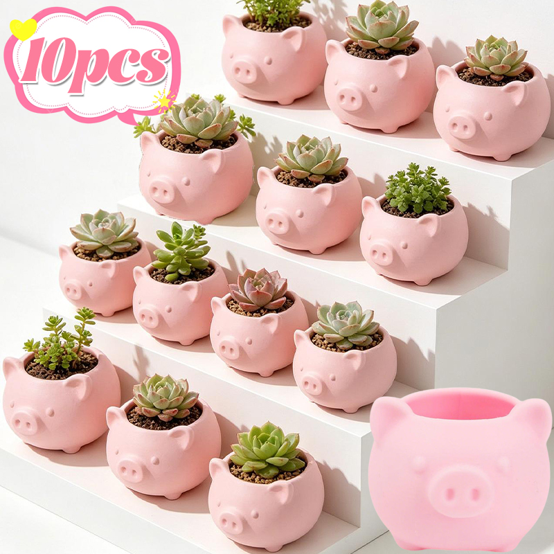 3D Printing Pot - 10/1pcs 3D Printed Creative Piggy Flower