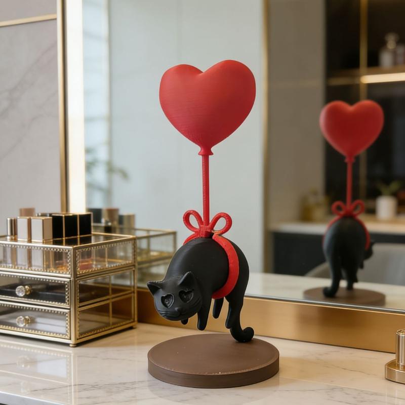 3D Printing And Additive Manufacturing - 3D Printed Suspended Cat Heart-shaped Balloon