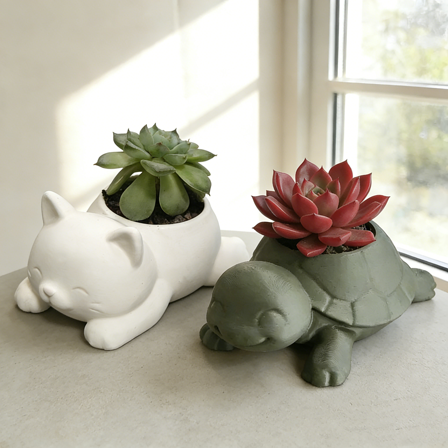 3D Printing Pot - Cute Animal Succulent Planter, Garden Sculpture