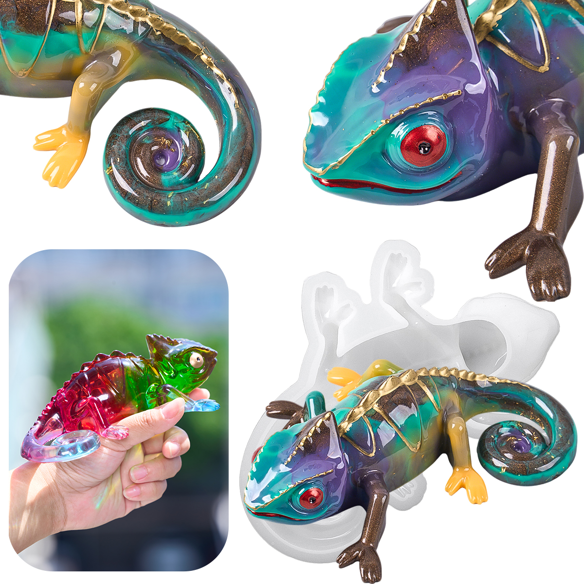 17cm 3D Chameleon Lizard Silic - 3D Printing Model Free avaliação e preço