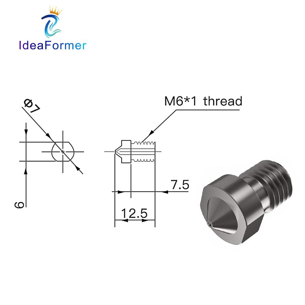 V6 Nozzle Hardened Steel 0.2/0 - 3D Printing Titanium avaliação e preço