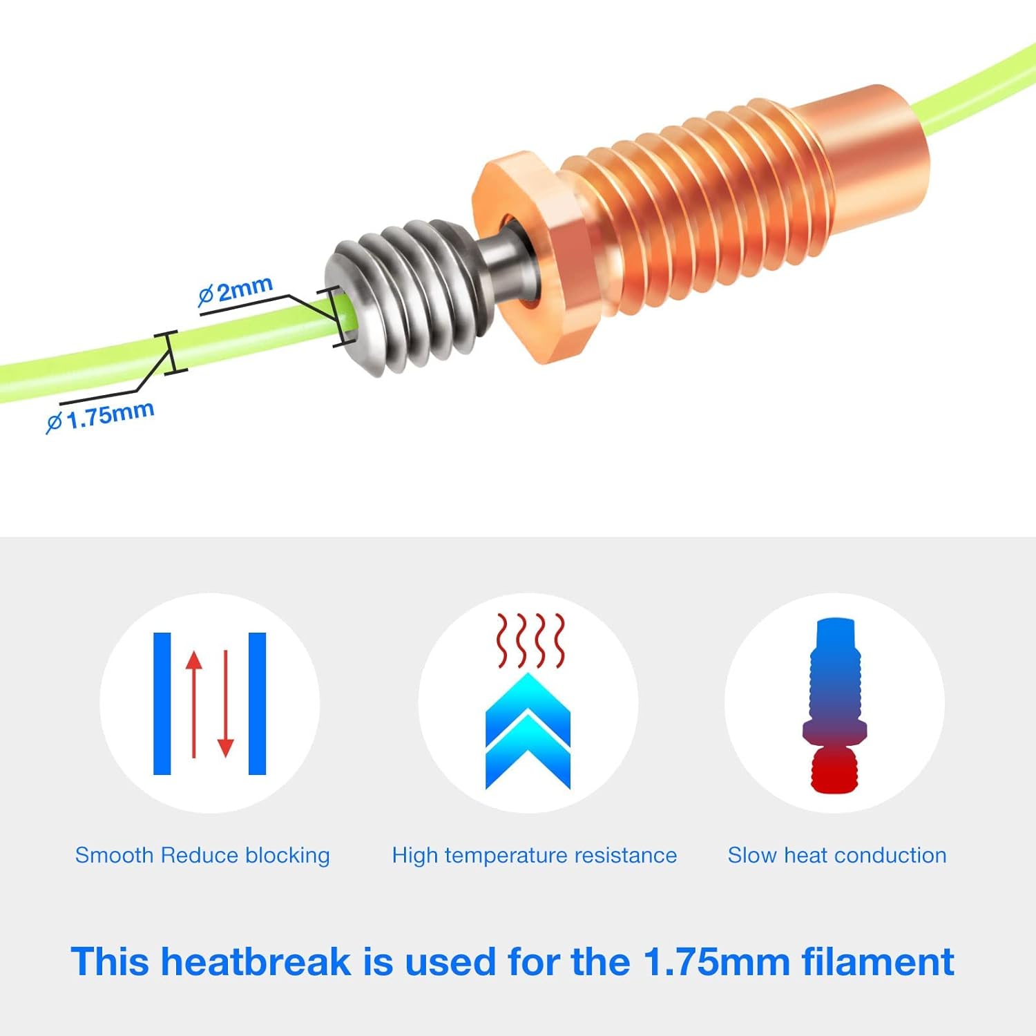 2PCS E3D V6 Hotend Heatbreak A - 3D Printing Titanium avaliação e preço